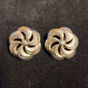 Vintage Monet Silver Swirl Clip-on Earrings